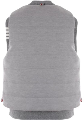 トムブラウン グレー ストライプ シングルブレスト ノースリーブジャケット MKV073A-Y1029-055 Shop トムブラウン グレー ストライプ シングルブレスト ノースリーブジャケット MKV073A-Y1029-055