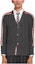 Buy THOM BROWNE 灰色V領條紋羊毛開襟針織衫毛衣 MKC383A-Y1024-035