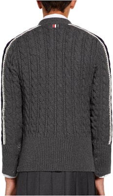 THOM BROWNE 灰色V領條紋羊毛開襟針織衫毛衣 MKC383A-Y1024-035 Lookbook THOM BROWNE 灰色V領條紋羊毛開襟針織衫毛衣 MKC383A-Y1024-035