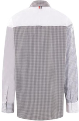 Thom Browne Kemeja Lengan Panjang Kotak-Kotak Abu Putih. MWL381F-F0313-100 Lookbook Thom Browne Kemeja Lengan Panjang Kotak-Kotak Abu Putih. MWL381F-F0313-100