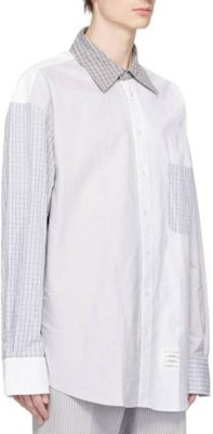 Thom Browne Kemeja Lengan Panjang Kotak-Kotak Abu Putih. MWL381F-F0313-100 Purchase Thom Browne Kemeja Lengan Panjang Kotak-Kotak Abu Putih. MWL381F-F0313-100