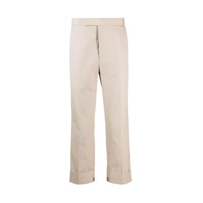Thom Browne Khaki Mid-Rise Straight-Leg Cropped Casual Pants. MTC214A-04502-250