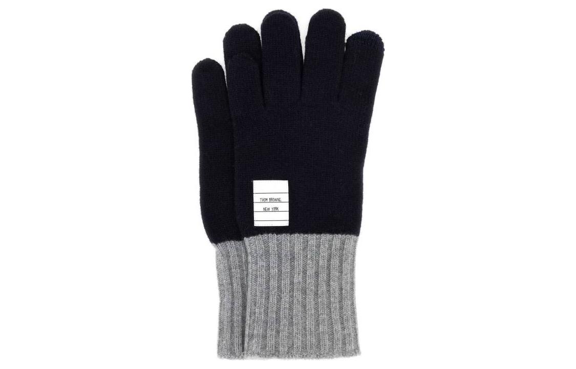 Thom Browne  Knit Logo Wool Gloves in Navy Blue. UKG004AY1018415