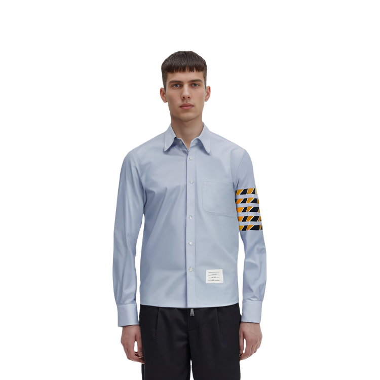 Cheap トムブラウン ライトブルーシャツ フォーバーストライプ ボタン留めシャツ MWL374C-F0114-480