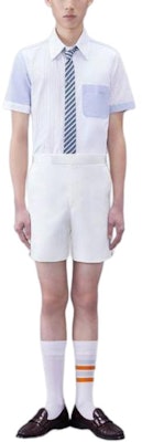 Thom Browne Kemeja Lengan Pendek Biru Muda Stripe Patch dengan Saku. MWS239F-F0510-825 Lookbook Thom Browne Kemeja Lengan Pendek Biru Muda Stripe Patch dengan Saku. MWS239F-F0510-825