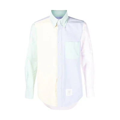 THOM BROWNE Light Pink Colorblock Single-Breasted Long-Sleeve Shirt MWL272F-06496-680
