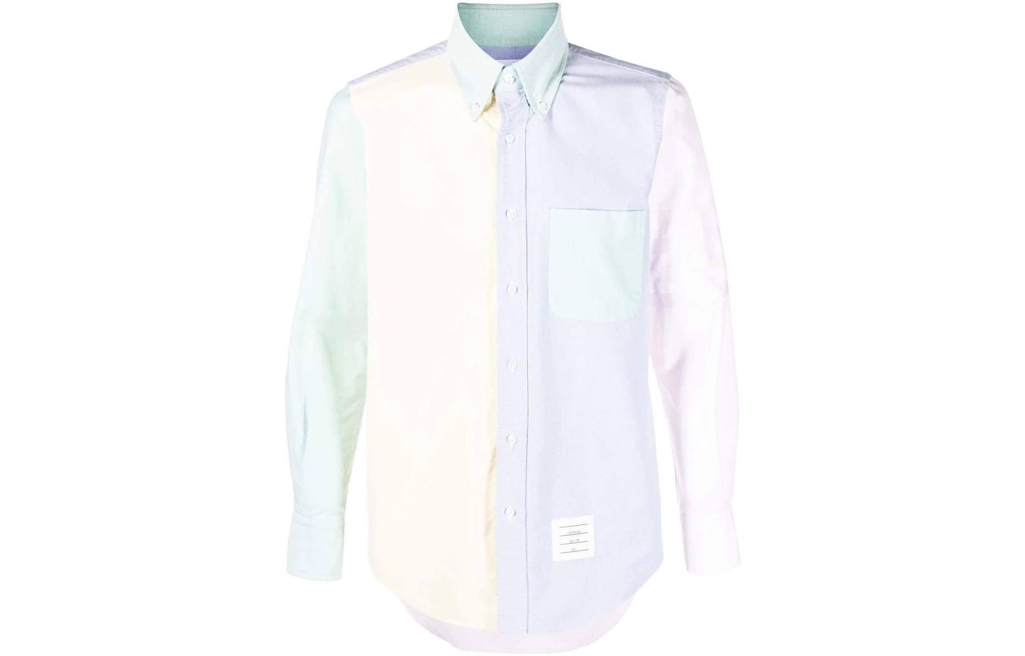 Order THOM BROWNE  Light Pink Colorblock Single-Breasted Long-Sleeve Shirt MWL272F-06496-680
