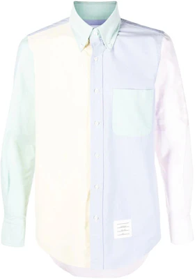 THOM BROWNE Light Pink Colorblock Single-Breasted Long-Sleeve Shirt MWL272F-06496-680 Order THOM BROWNE Light Pink Colorblock Single-Breasted Long-Sleeve Shirt MWL272F-06496-680