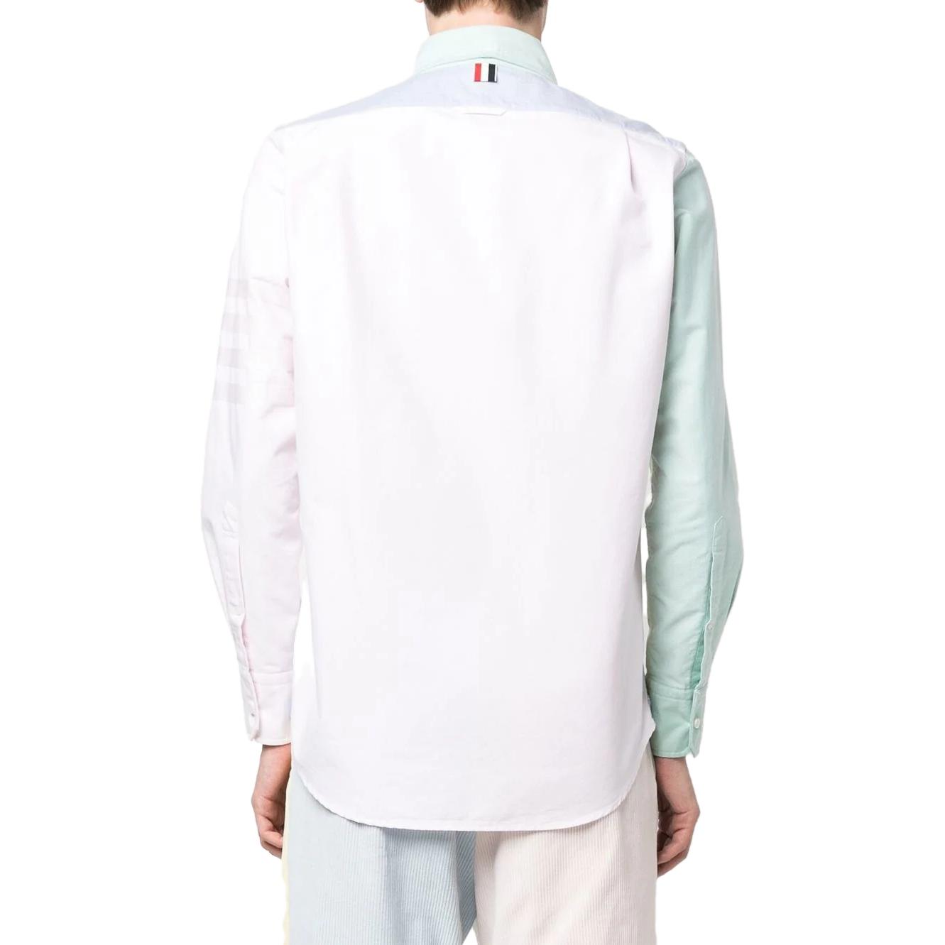 Shop THOM BROWNE  Light Pink Colorblock Single-Breasted Long-Sleeve Shirt MWL272F-06496-680