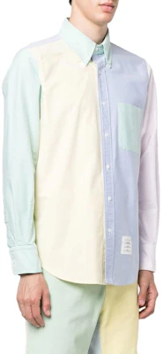 THOM BROWNE Light Pink Colorblock Single-Breasted Long-Sleeve Shirt MWL272F-06496-680 Purchase THOM BROWNE Light Pink Colorblock Single-Breasted Long-Sleeve Shirt MWL272F-06496-680