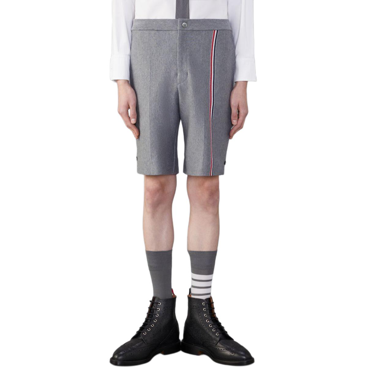 THOM BROWNE  Mid-Rise Striped Casual Shorts Gray. MJQ196A-J0139-035