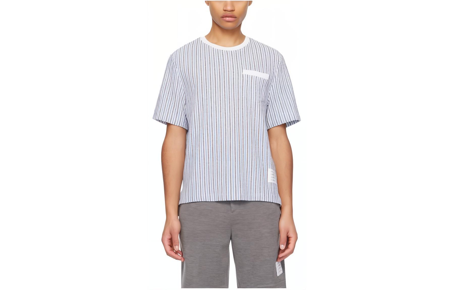 Thom Browne  Multicolor Stripe Crewneck T-Shirt Grey MJS250A-J0134-996