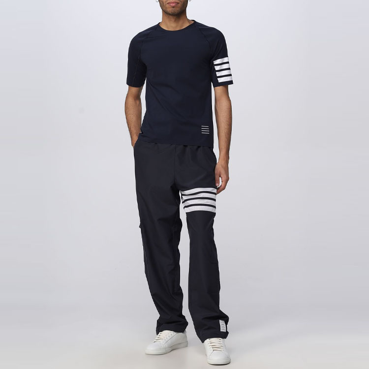 Lookbook トムブラウン ネイビー 4バー ワッフル半袖Tシャツ サマーエディション MJA008Y-06770-461