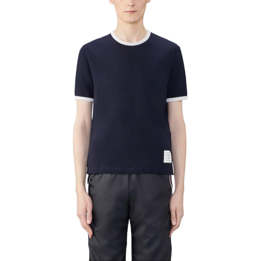 THOM BROWNE  Navy Blue Casual Crew Neck Short Sleeve T-Shirt MJS262A-J0149-415 圖 2