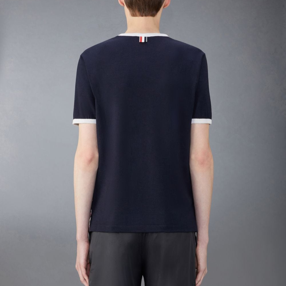 THOM BROWNE  Navy Blue Casual Crew Neck Short Sleeve T-Shirt MJS262A-J0149-415 圖 4