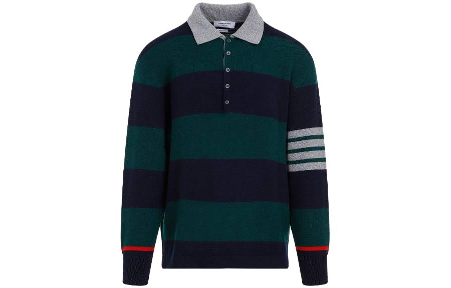 Thom Browne  Navy Blue Long Sleeve Striped Polo Shirt. MKP102A-Y1030-310 圖 2