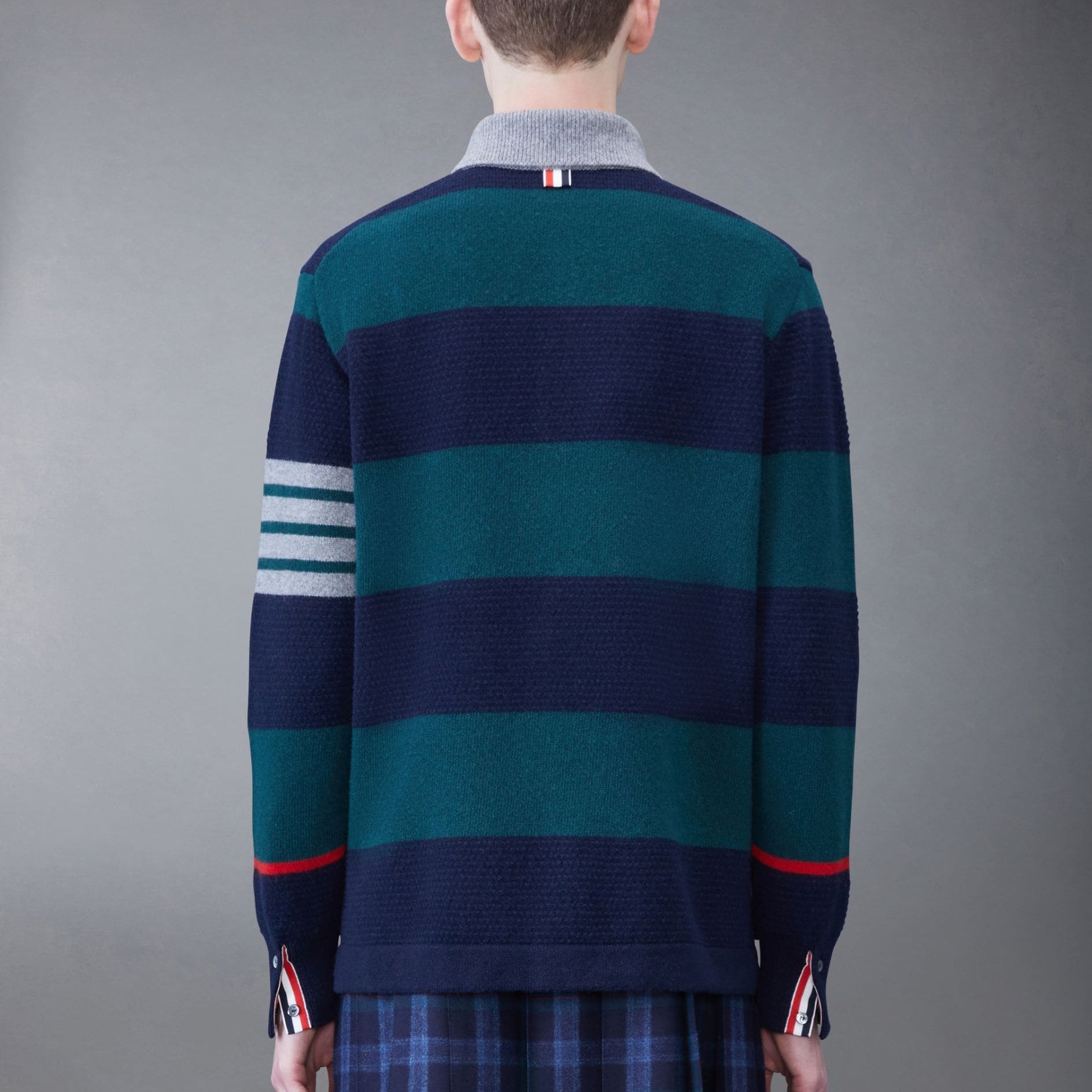 Thom Browne  Navy Blue Long Sleeve Striped Polo Shirt. MKP102A-Y1030-310 圖 6