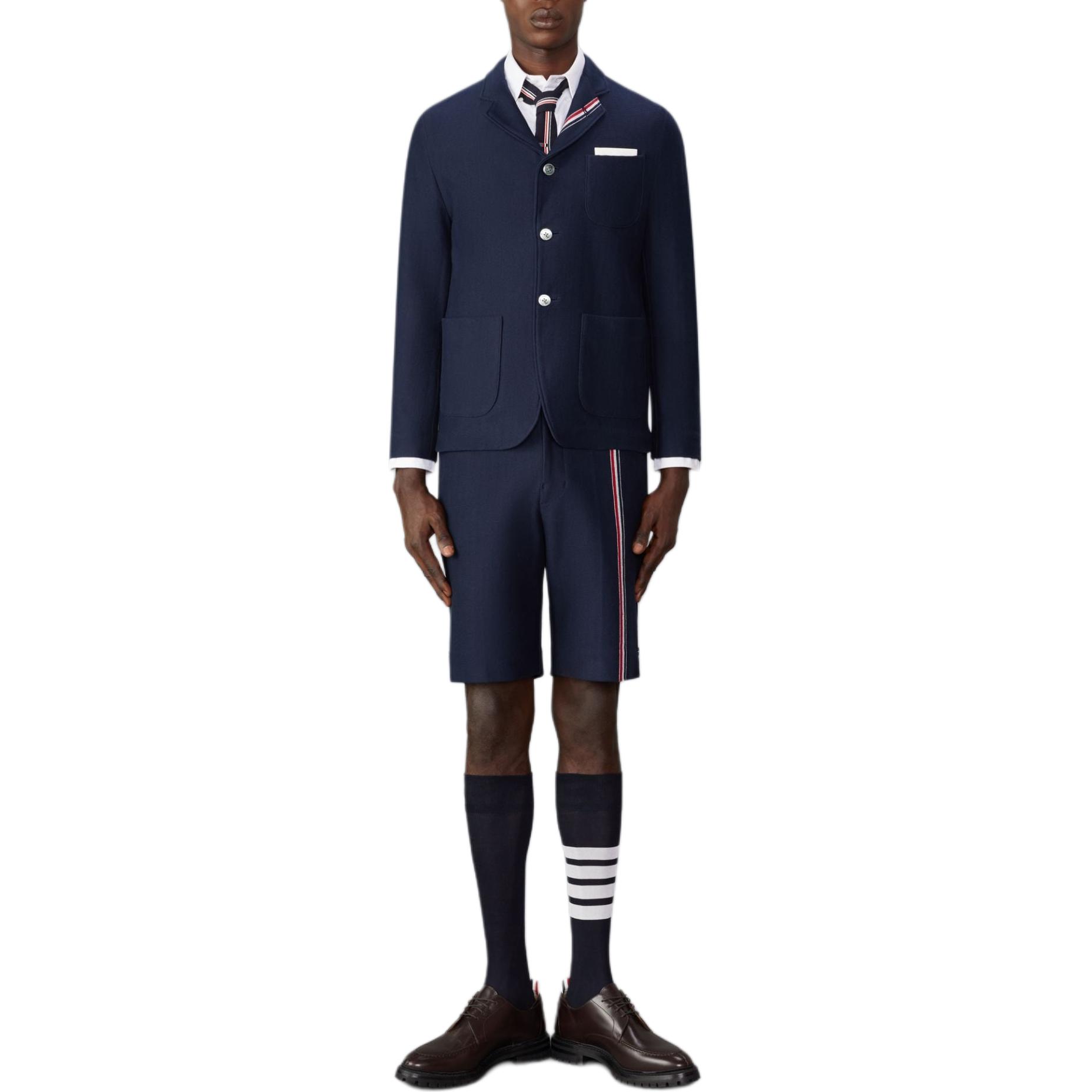 Lookbook Thom Browne 海軍藍單排扣條紋口袋外套 MJT423A-J0139-415