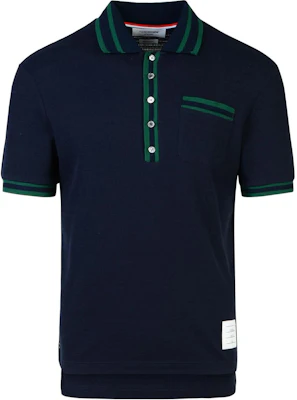 THOM BROWNE Polo Azul Marino a Rayas de Manga Corta y Corte Holgado. MJP201A-J0153-415 Buy THOM BROWNE Polo Azul Marino a Rayas de Manga Corta y Corte Holgado. MJP201A-J0153-415