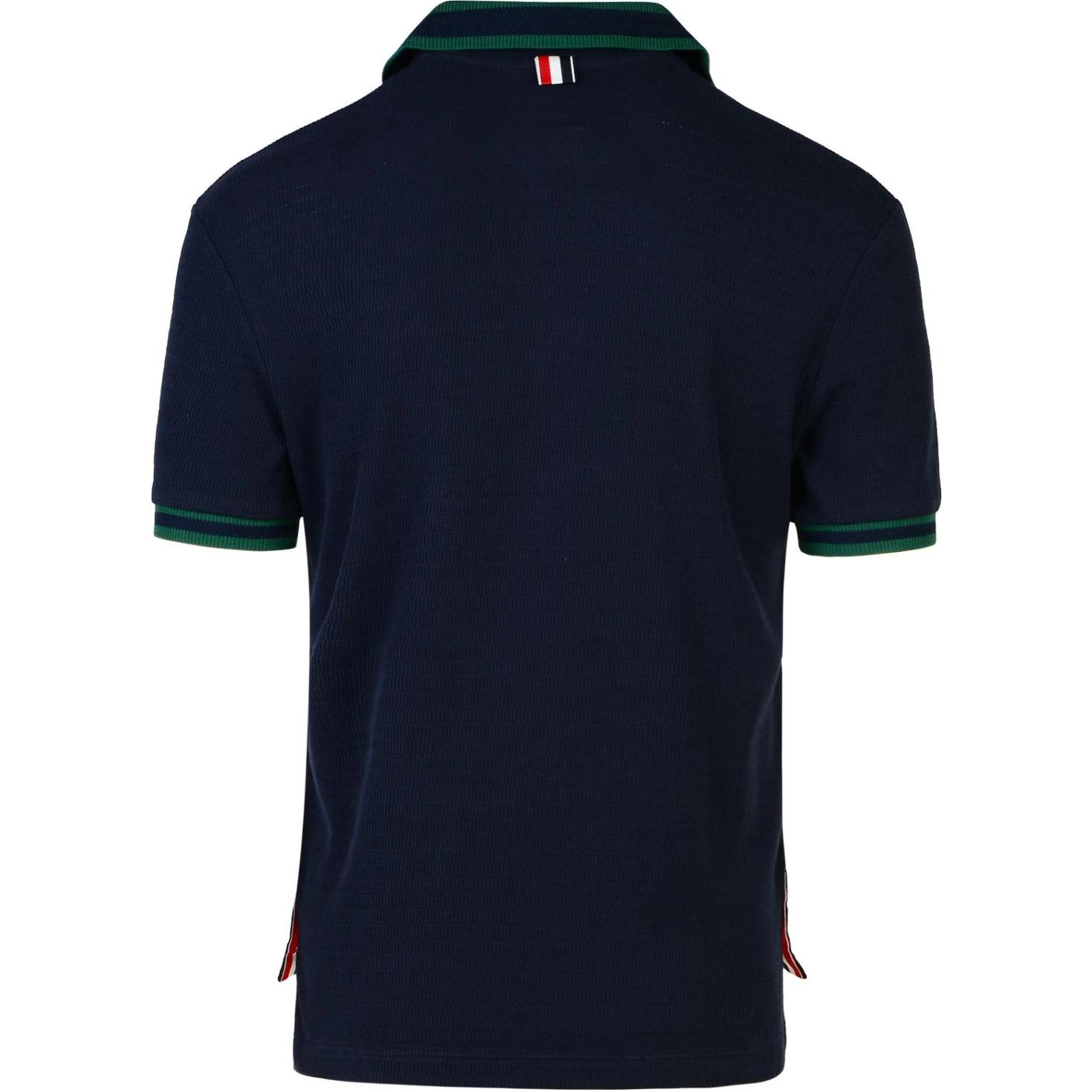 THOM BROWNE  Navy Blue Striped Loose Fit Short-Sleeve Polo Shirt. MJP201A-J0153-415 圖 3