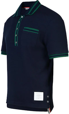 THOM BROWNE Polo Azul Marino a Rayas de Manga Corta y Corte Holgado. MJP201A-J0153-415 Shop THOM BROWNE Polo Azul Marino a Rayas de Manga Corta y Corte Holgado. MJP201A-J0153-415