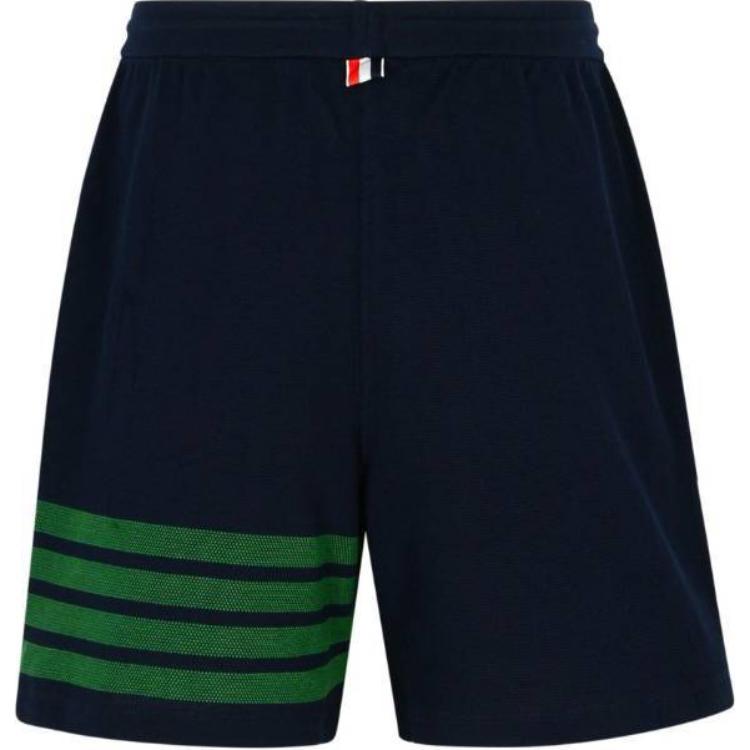 THOM BROWNE  Navy Blue Striped Tie Three-Quarter Casual Shorts. MJQ203A-J0155-415 圖 3