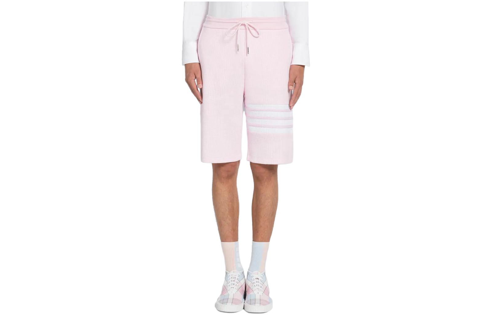 THOM BROWNE  Pink Four-Stripes Straight-Leg Sweatshorts MJQ083A-06452-680