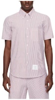 Thom Browne Pink Striped Short-Sleeve Button-Up Shirt. MWS239F-F0591-960 Thom Browne Pink Striped Short-Sleeve Button-Up Shirt. MWS239F-F0591-960