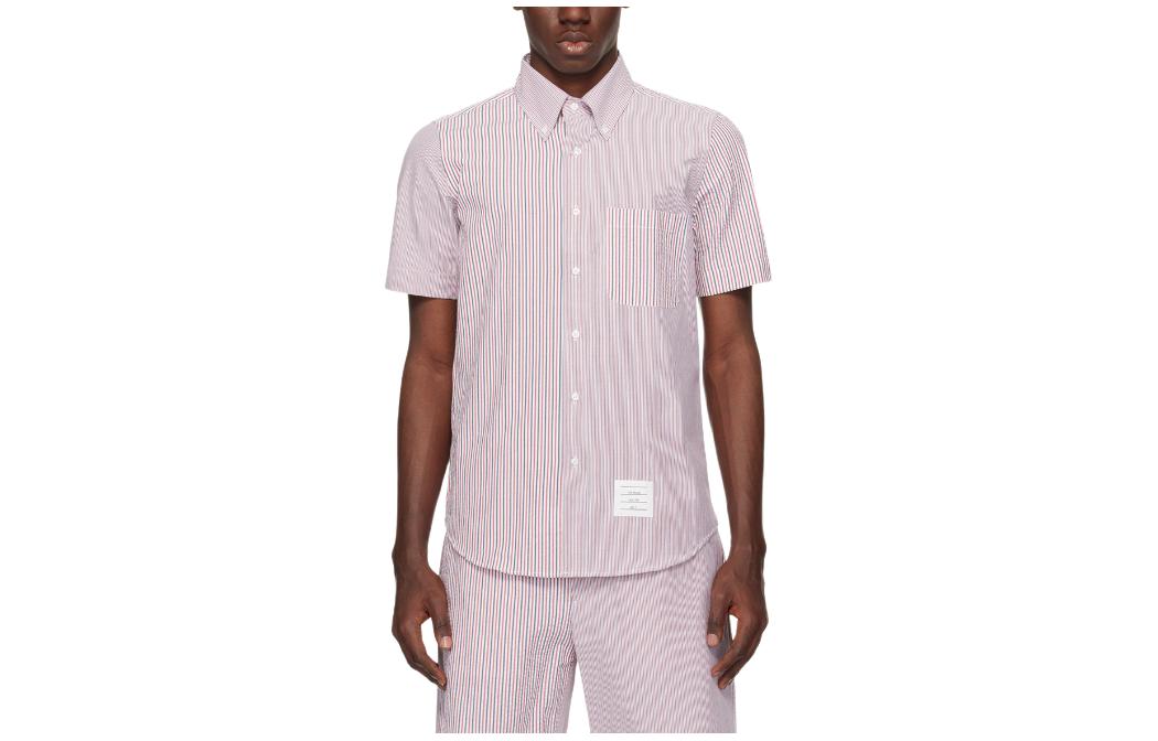 Order Thom Browne Kemeja Pendek Garis Pink Strip. MWS239F-F0591-960