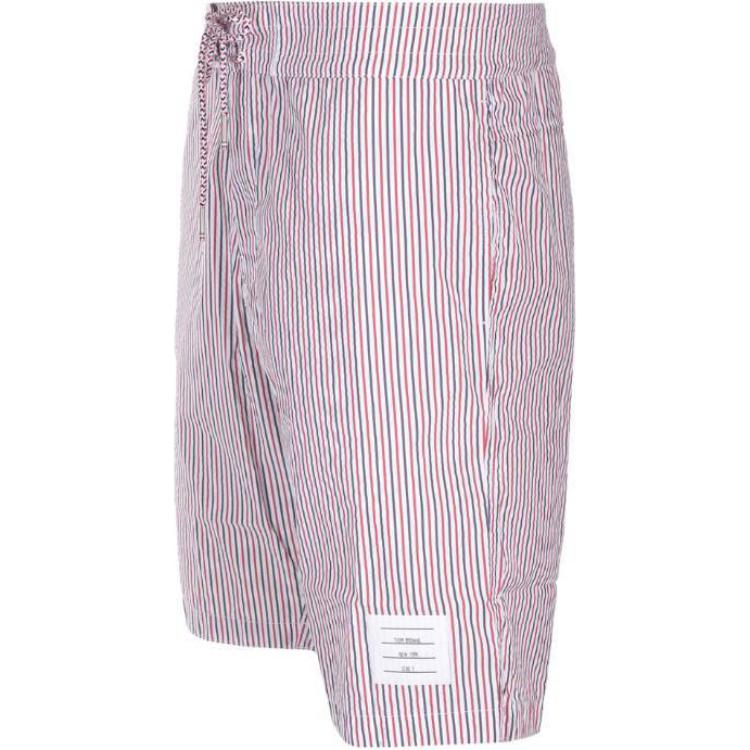 Shop トムブラウン レッド オールオーバープリント タイウエスト スイムショーツ MTT029AF0009-960