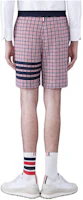 Lookbook THOM BROWNE 紅色棉質格紋4-Bar運動短褲 休閒風格 MJQ194A-J0116-960