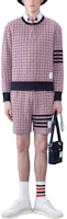 Shop THOM BROWNE 紅色棉質格紋4-Bar運動短褲 休閒風格 MJQ194A-J0116-960