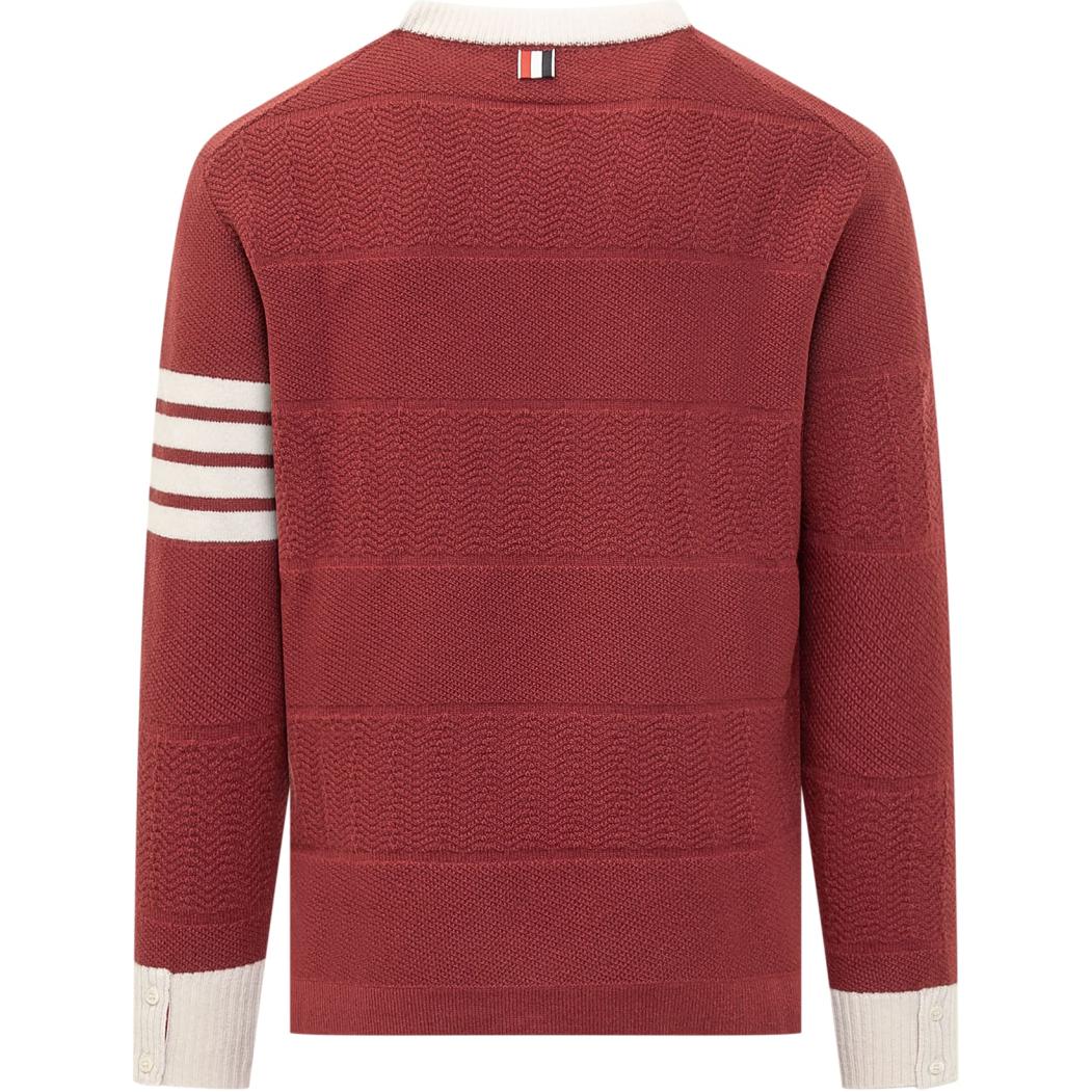 THOM BROWNE  Red Striped Embroidered Loose-Fit Crewneck Sweater. MKA527A-Y1030-615 圖 3