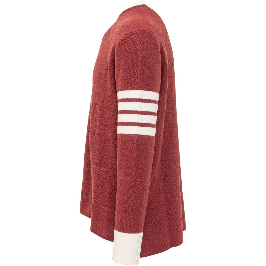 THOM BROWNE  Red Striped Embroidered Loose-Fit Crewneck Sweater. MKA527A-Y1030-615 圖 4