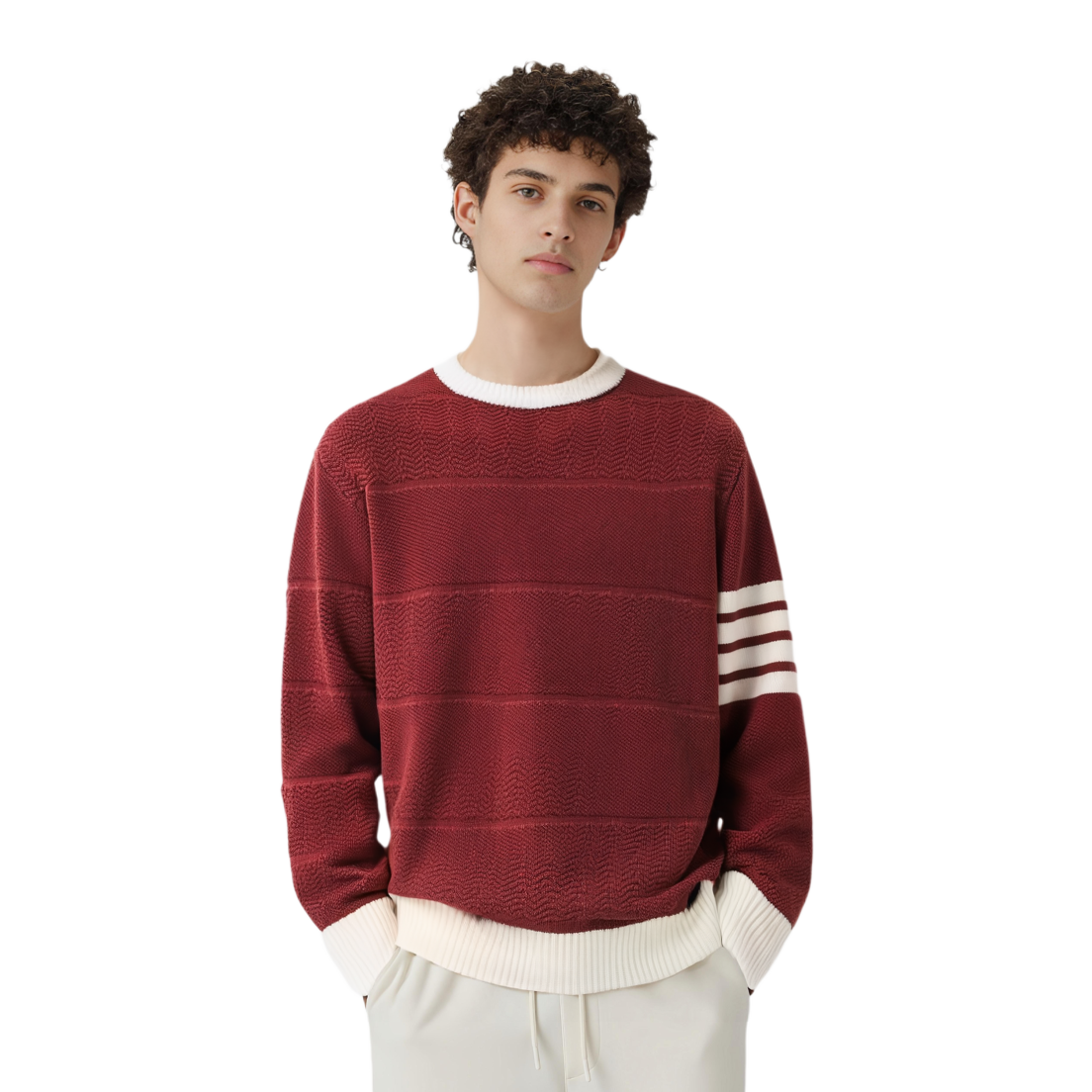 THOM BROWNE  Red Striped Embroidered Loose-Fit Crewneck Sweater. MKA527A-Y1030-615 圖 5