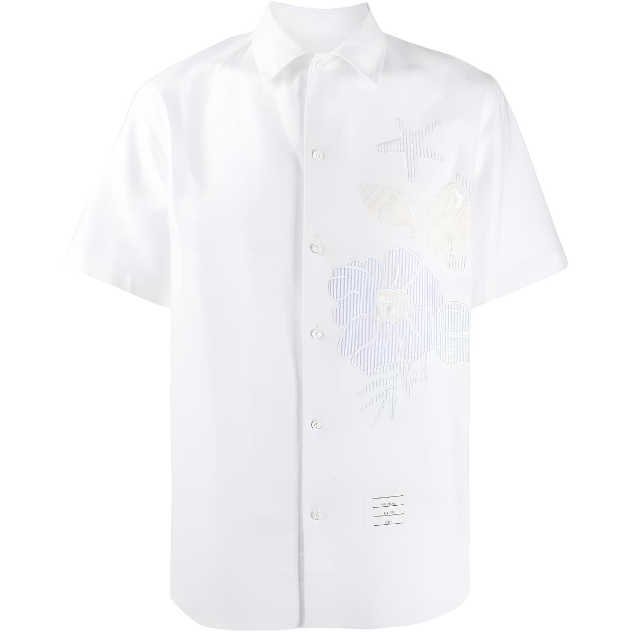 THOM BROWNE  Short-Sleeve Single-Breasted Shirt with Appliqué. MWS250E04162