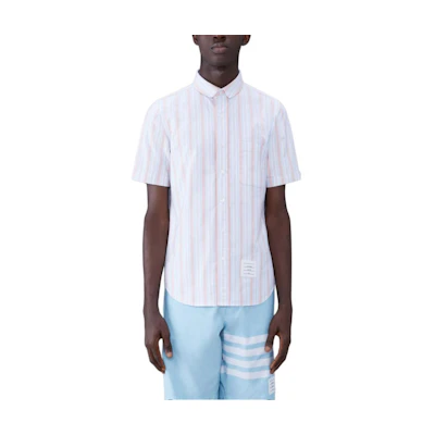 Thom Browne Simple Striped Button-Down Short Sleeve Shirt Light Orange MWS314A-F0526-825