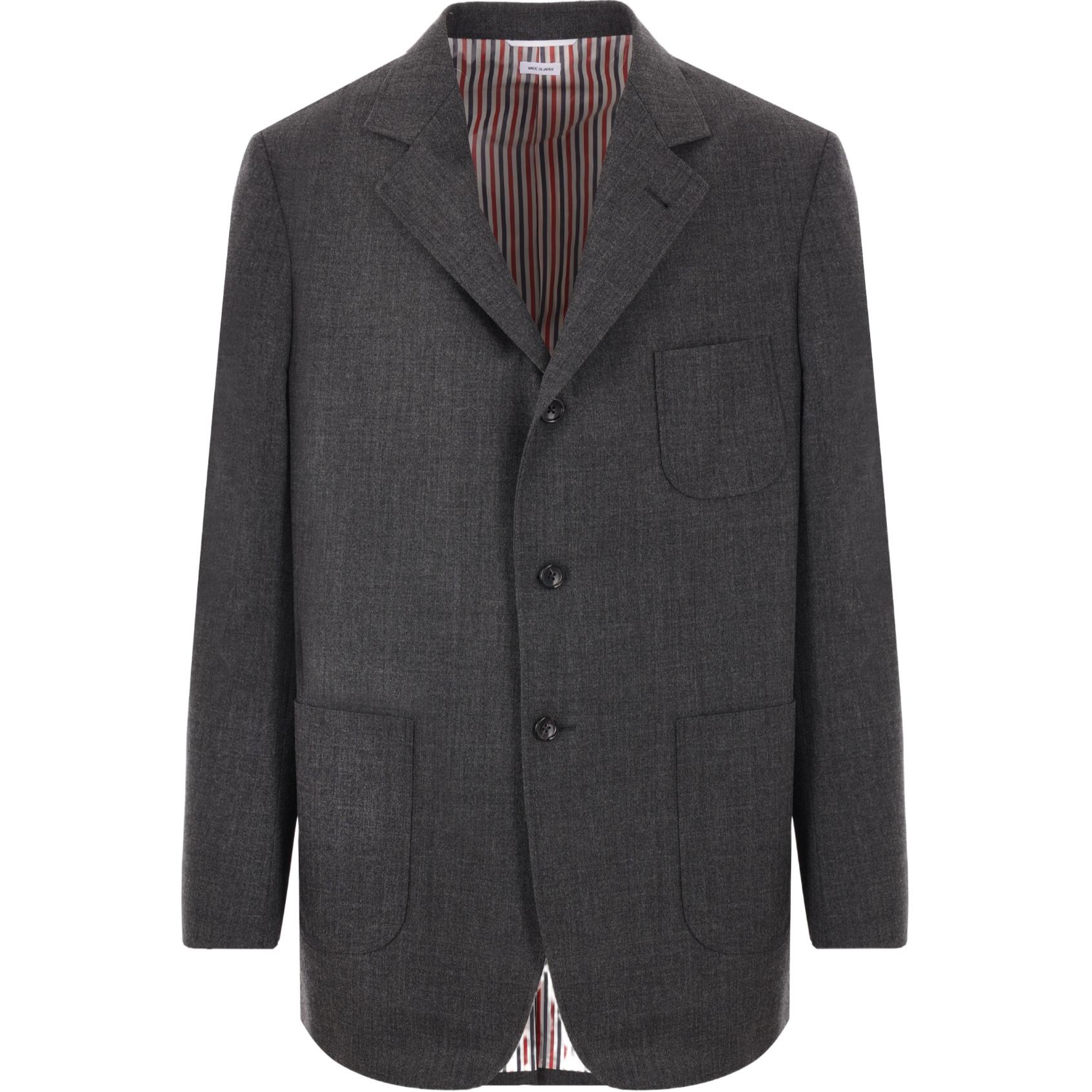 THOM BROWNE  Single-Breasted Long Sleeve Jacket Deep Gray MJU568A-F0582-025 圖 2