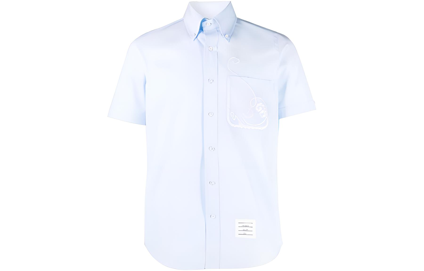 THOM BROWNE  Single-Breasted Pocket Shirt Blue MWS239E-E0407-480