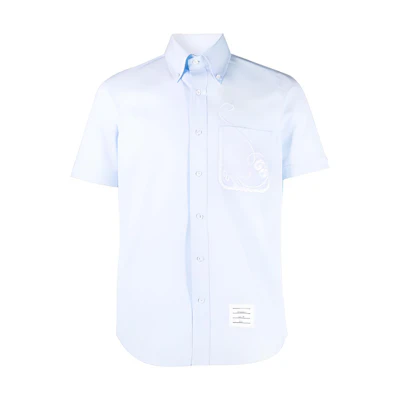 THOM BROWNE Single-Breasted Pocket Shirt Blue MWS239E-E0407-480