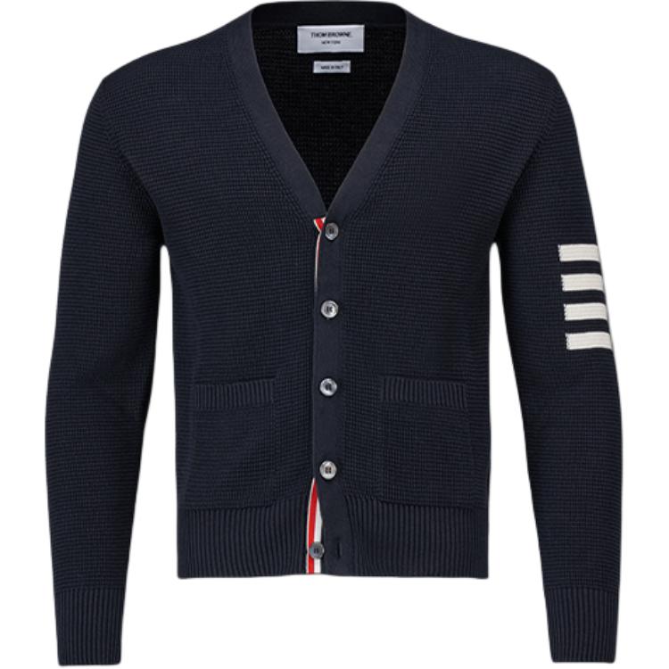 Thom Browne  Slim Fit 4-Bar Cardigan Knit Long Sleeve Navy Blue Sweater MKC550A-Y6011-415