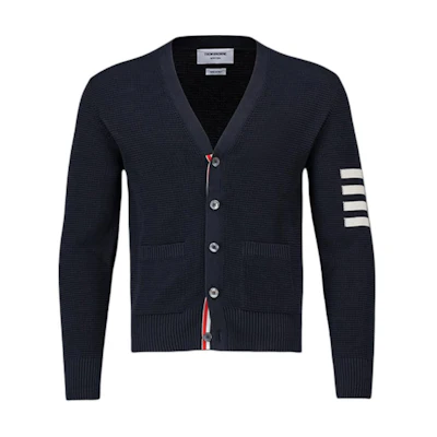 Thom Browne Slim Fit 4-Bar Cardigan Knit Long Sleeve Navy Blue Sweater MKC550A-Y6011-415