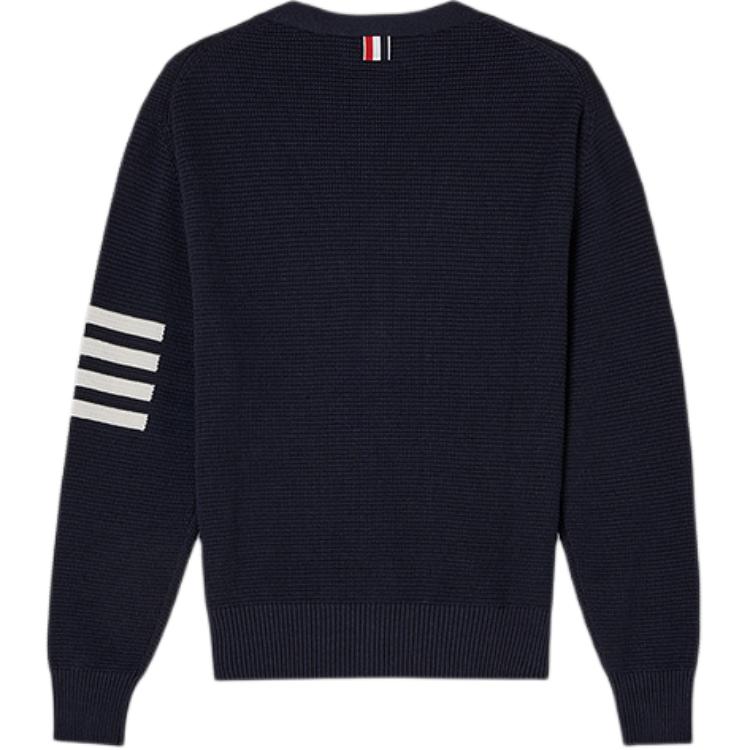 Lookbook Thom Browne Slim Fit 4-Bar Cardigan Lengan Panjang Biru Tua Sweater MKC550A-Y6011-415