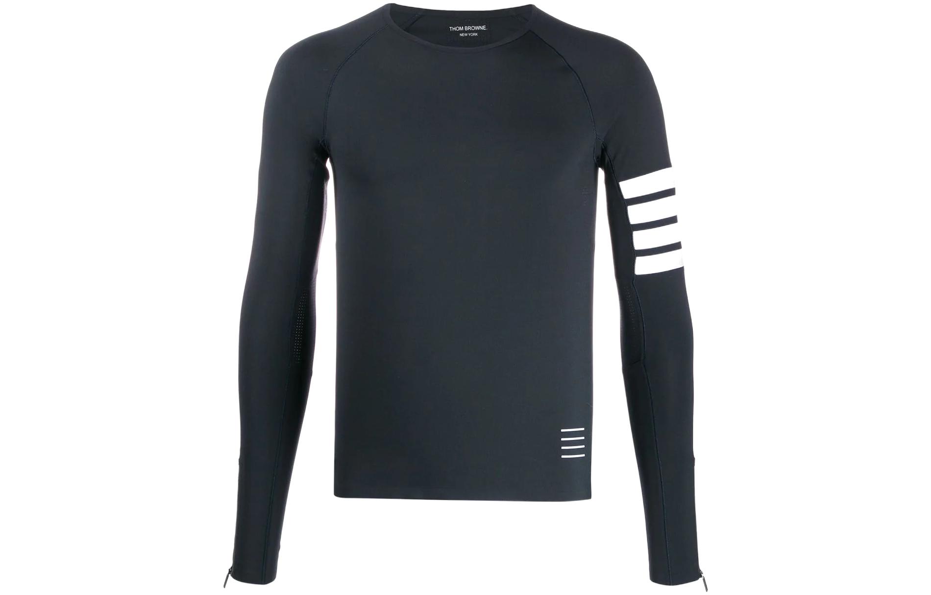 THOM BROWNE  Slim Fit 4-Bar Long Sleeve T-Shirt Navy Blue. MJA001A-06770-461