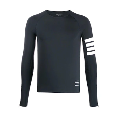 THOM BROWNE Slim Fit 4-Bar Long Sleeve T-Shirt Navy Blue. MJA001A-06770-461