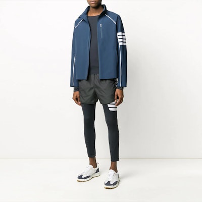 トムブラウン スリムフィット 4本ライン 長袖Tシャツ ネイビーブルー MJA001A-06770-461 Purchase トムブラウン スリムフィット 4本ライン 長袖Tシャツ ネイビーブルー MJA001A-06770-461