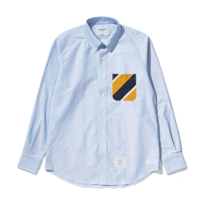 THOM BROWNE Slim Fit Button-Up Long Sleeve Shirt Light Blue MWL272C-05373-480
