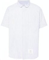 THOM BROWNE Slim Fit Short Sleeve Stripe Collar Shirt Light Blue MWS314A-F0586-480 THOM BROWNE Slim Fit Short Sleeve Stripe Collar Shirt Light Blue MWS314A-F0586-480