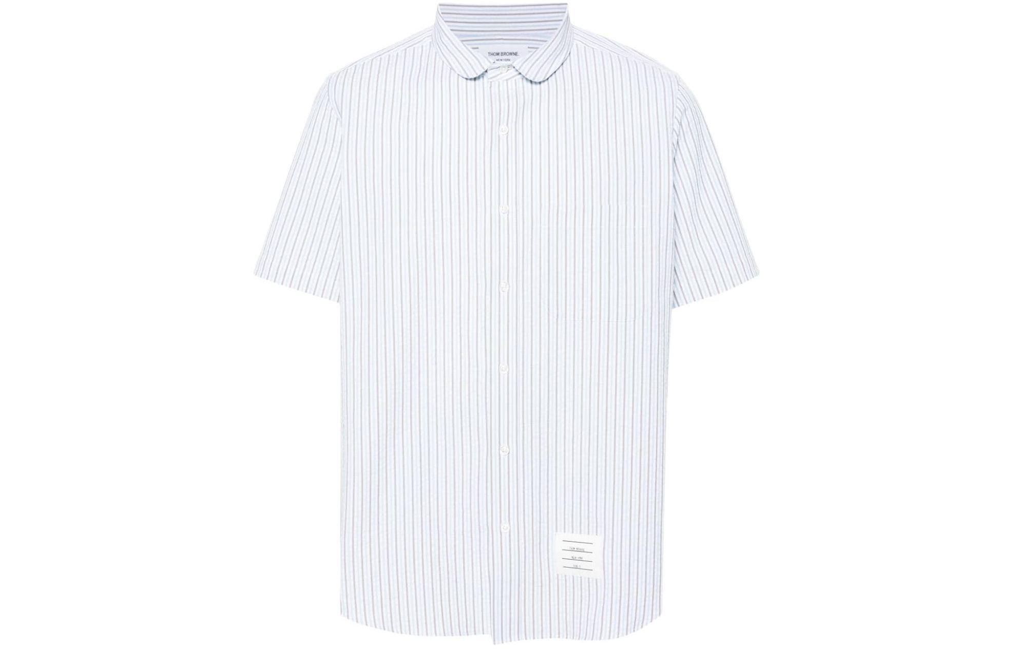 Order 톰브라운 슬림핏 반팔 스트라이프 칼라 셔츠 라이트 블루 MWS314A-F0586-480