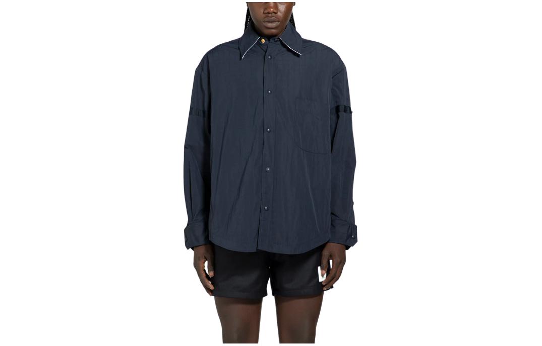 Thom Browne  Slim Fit Solid Navy Button-Up Long Sleeve Shirt. MJO165O-F0496-415 圖 2